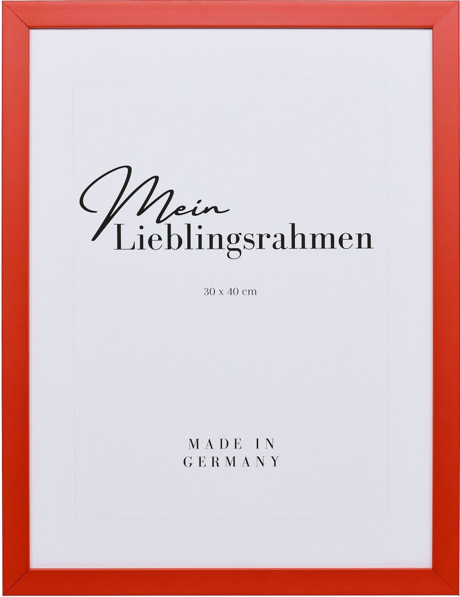 Holz-Profil Top Cube, rot - Frontansicht Frontansicht eines fliederfarbenen Bilderrahmens mit geschlossener, glatter Oberfläche und würfelförmigem Profil
