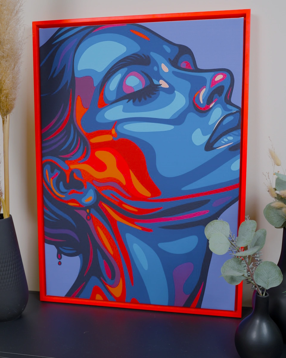 Schattenfugenrahmen Jill in Neonrot in Wohnambiente