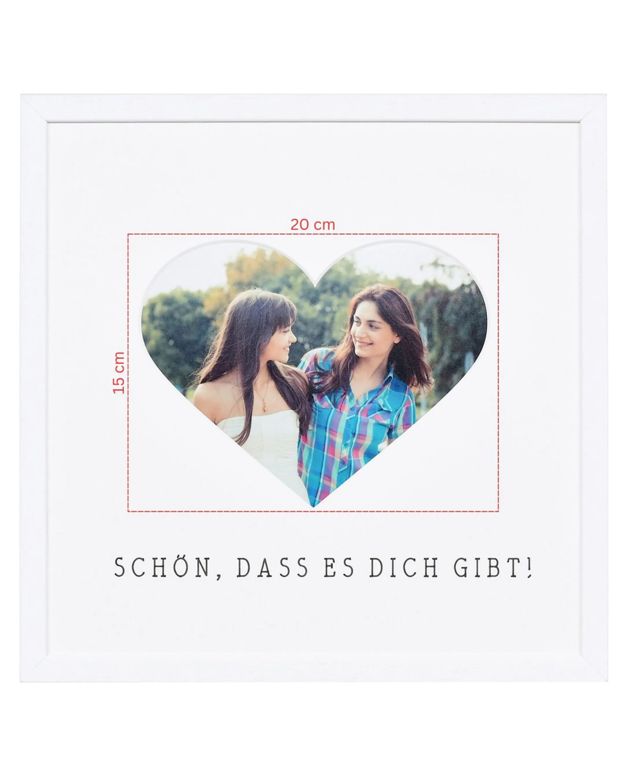 Bilderrahmen Herz "Schön, dass es dich gibt" 30x30cm