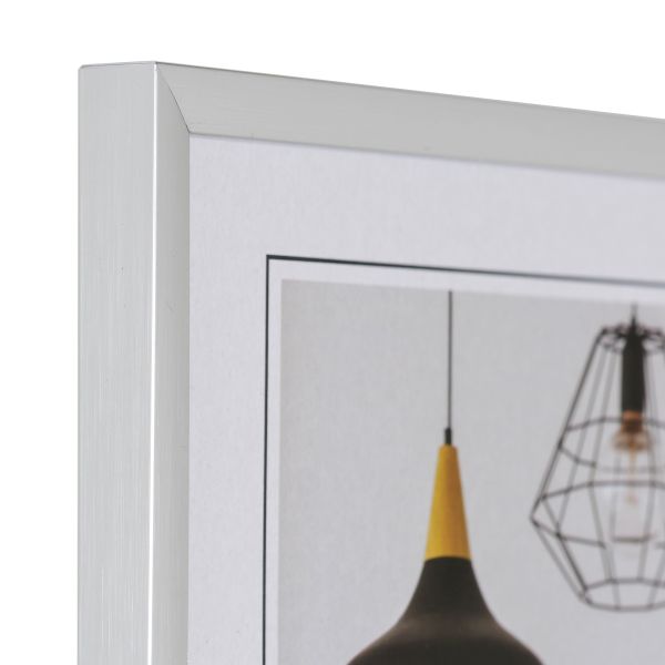 Kunststoff-Profil Basic, silber - Ecke Ansicht der Ecke eines schmalen Kunststoffrahmens in der Farbe Silber