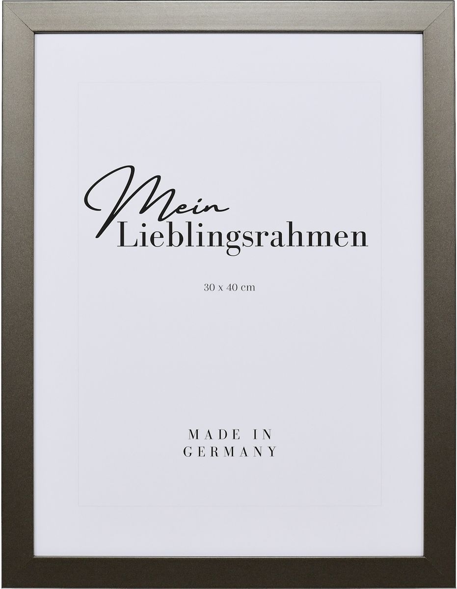 Holz-Profil Top Pro, platin - Frontansicht Frontansicht eines platinfarbenen Bilderrahmens mit sichtbarer Holzstruktur, glatter Oberfläche und kantigem, schlichtem Profil