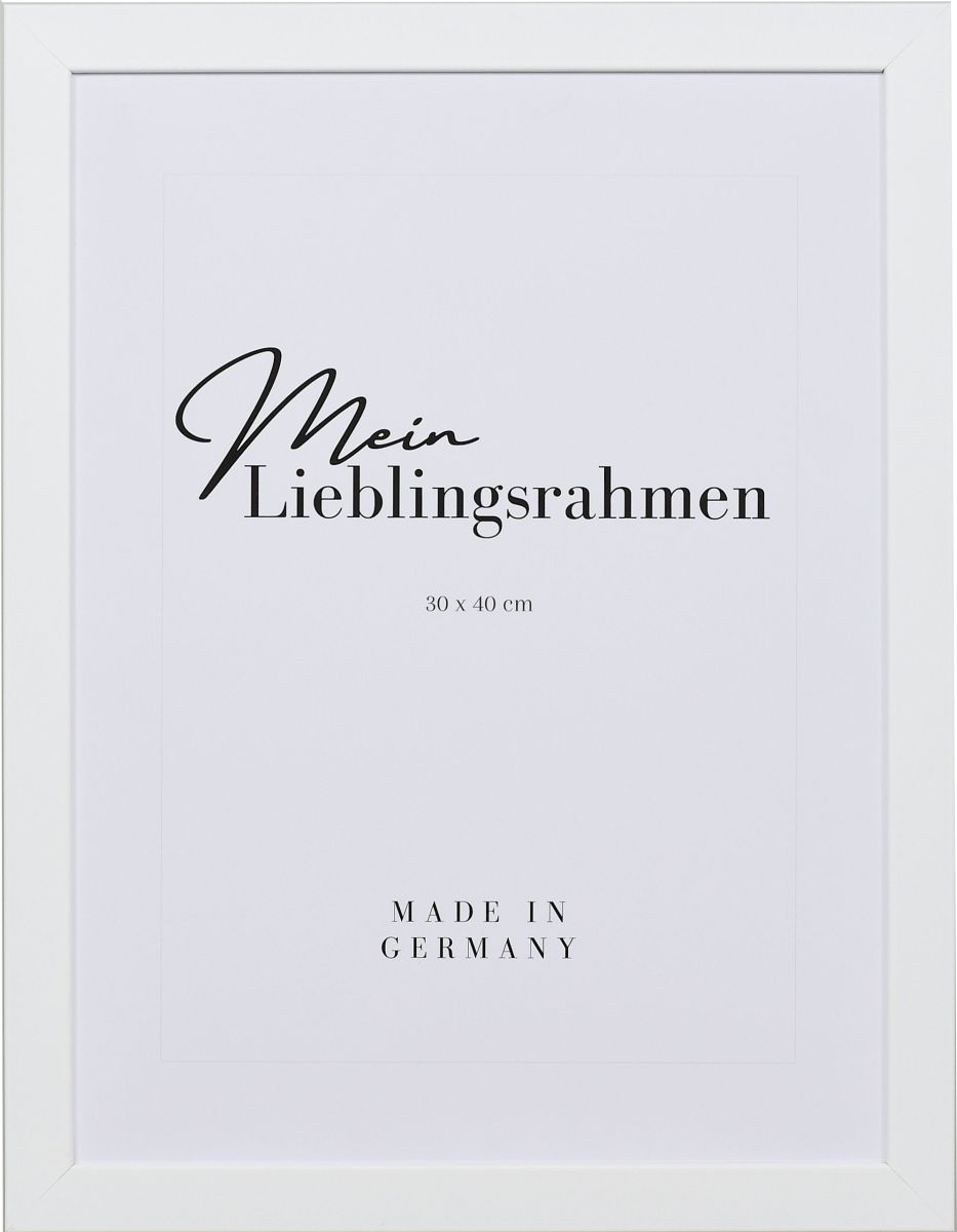 Holz-Profil Top Pro, weiss - Frontansicht Frontansicht eines weissen Bilderrahmens mit sichtbarer Holzstruktur, glatter Oberfläche und kantigem, schlichtem Profil
