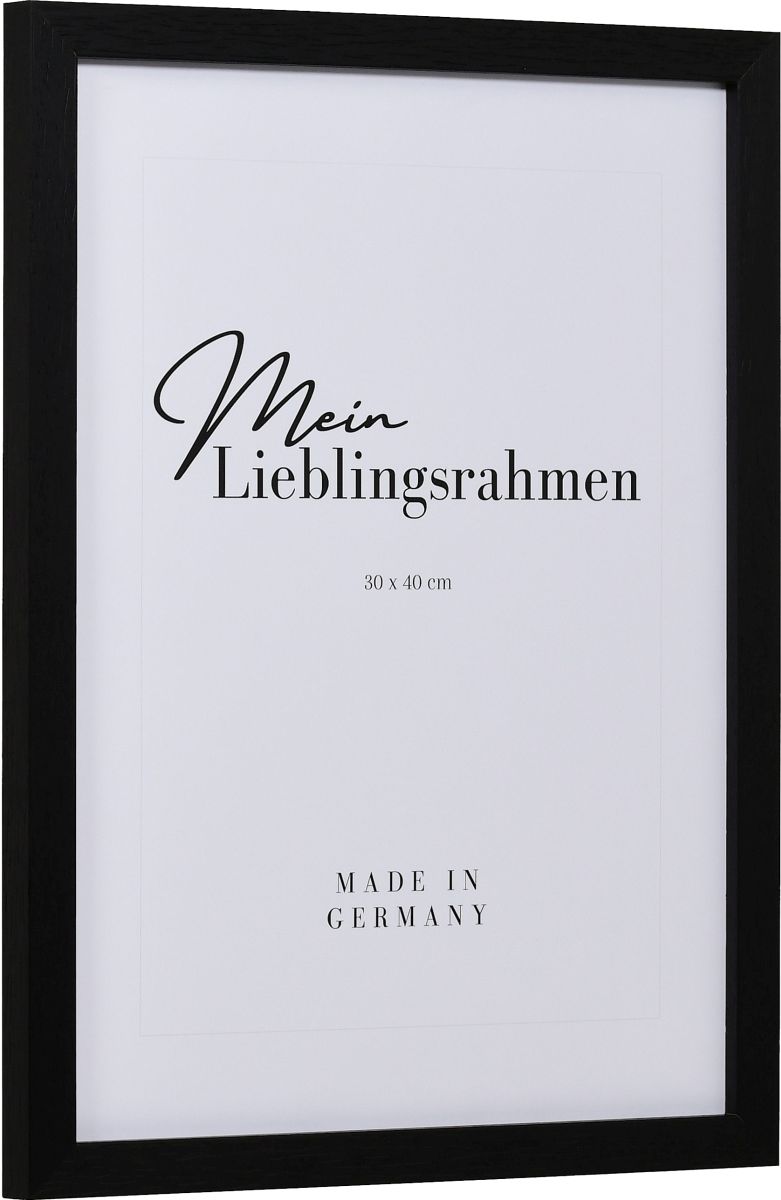 Seitenansicht eines quadratischen, modernen, schwarzen Holzrahmens, dessen Holzstruktur sichtbar ist
