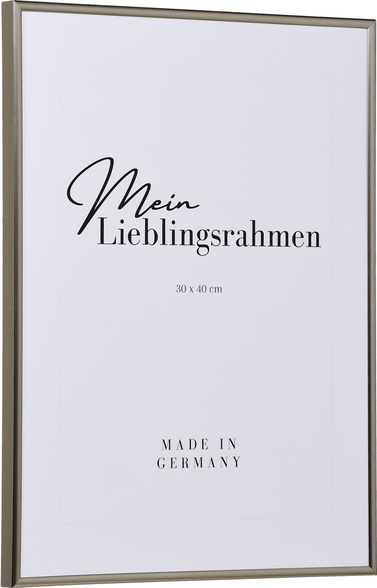 Kunststoff-Profil ART, platin - Seitenansicht Seitenansicht eines platinfarbenen, schmalen Kunststoffrahmens mit Halbrundprofil