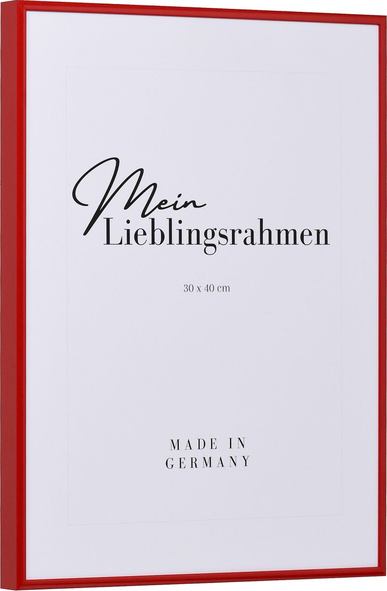 Aluminium-Profil Quadro, rot - Seitenansicht Seitenansicht eines roten, sehr formstabilen Aluminiumrahmens mit patentiertem Eckverbindersystem