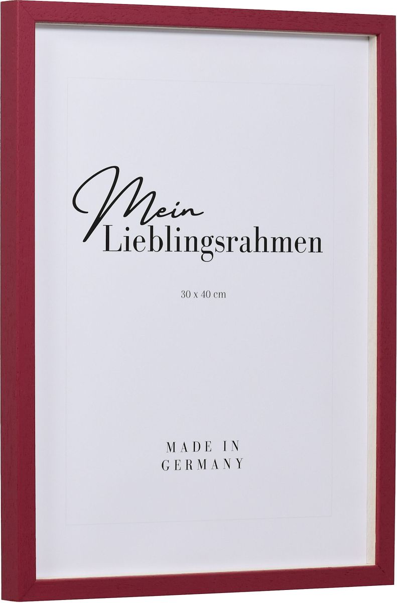 Holz-Profil 35, rot - Seitenansicht Seitenansicht eines roten Rahmens für Poster