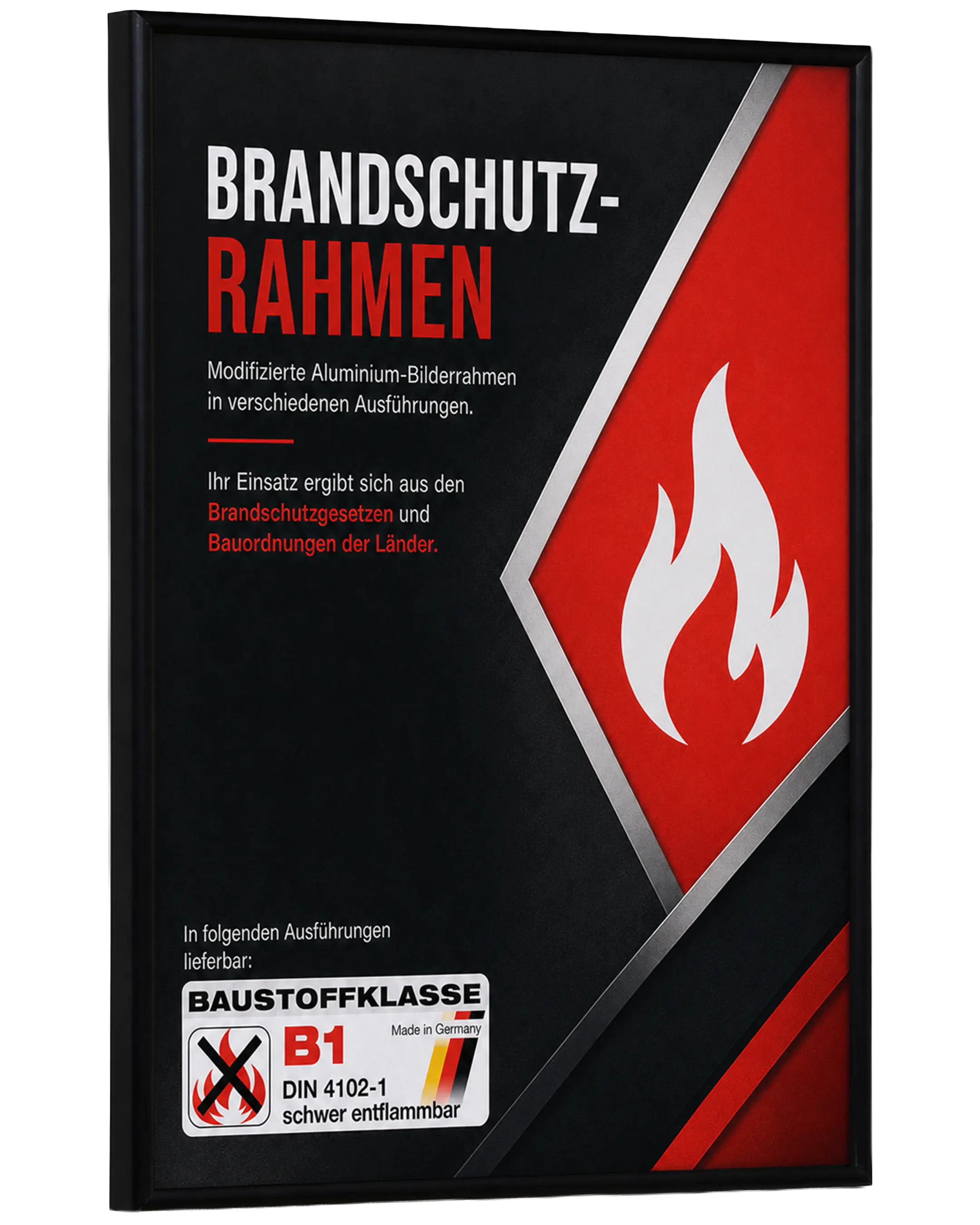 Bilderrahmen Aluminium Noah Brandschutz Zertifikat B1 Schwarz – Seitenansicht