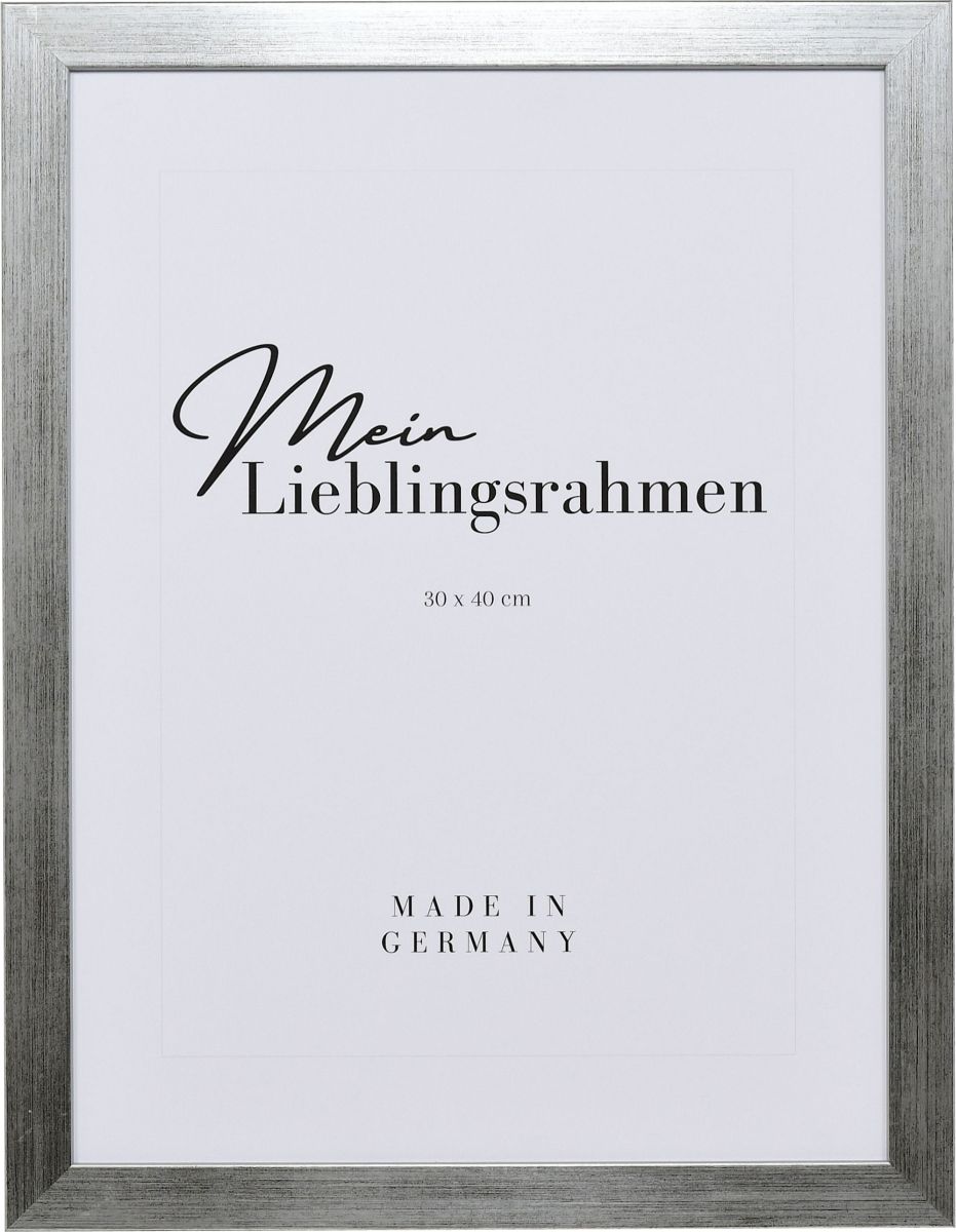Holz-Profil Top Pro, silber - Frontansicht Frontansicht eines silbernen Bilderrahmens mit sichtbarer Holzstruktur, glatter Oberfläche und kantigem, schlichtem Profil