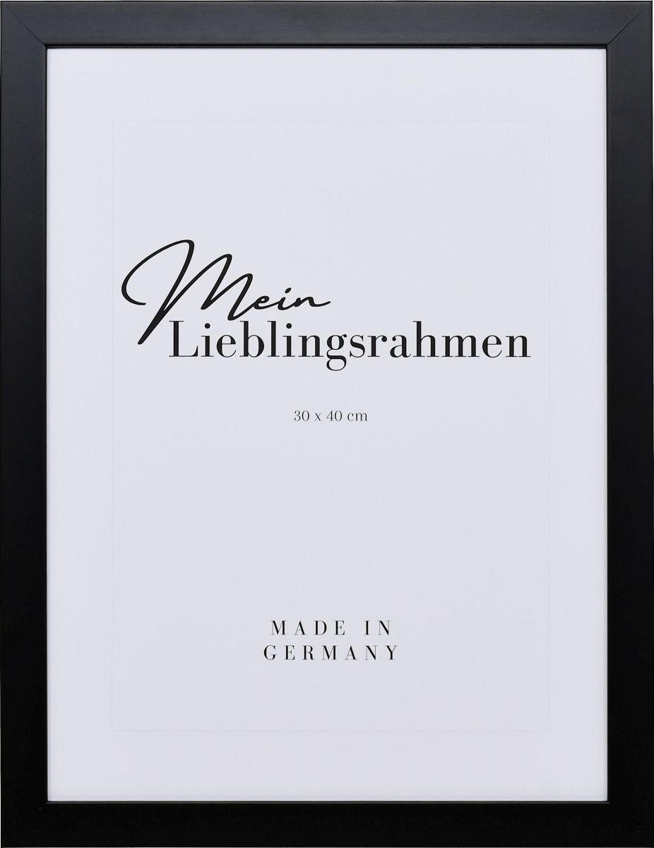 Holz-Profil Top Pro, schwarz - Frontansicht Frontansicht eines schwarzen Bilderrahmens mit sichtbarer Holzstruktur, glatter Oberfläche und kantigem, schlichtem Profil