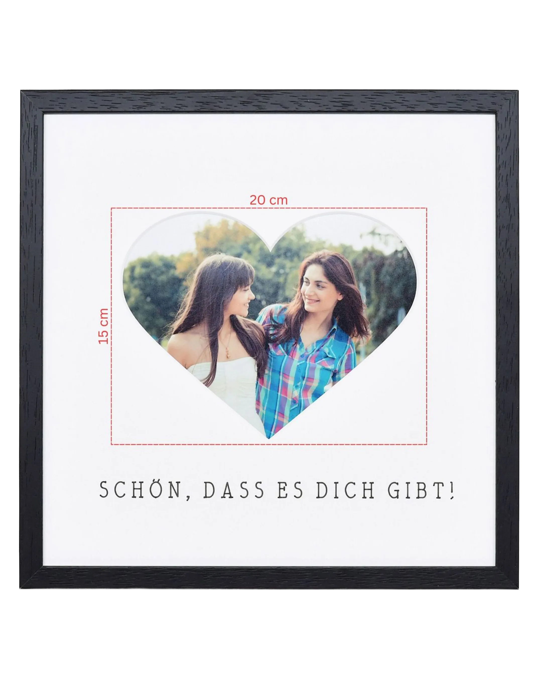 Bilderrahmen Herz "Schön, dass es dich gibt" 30x30cm