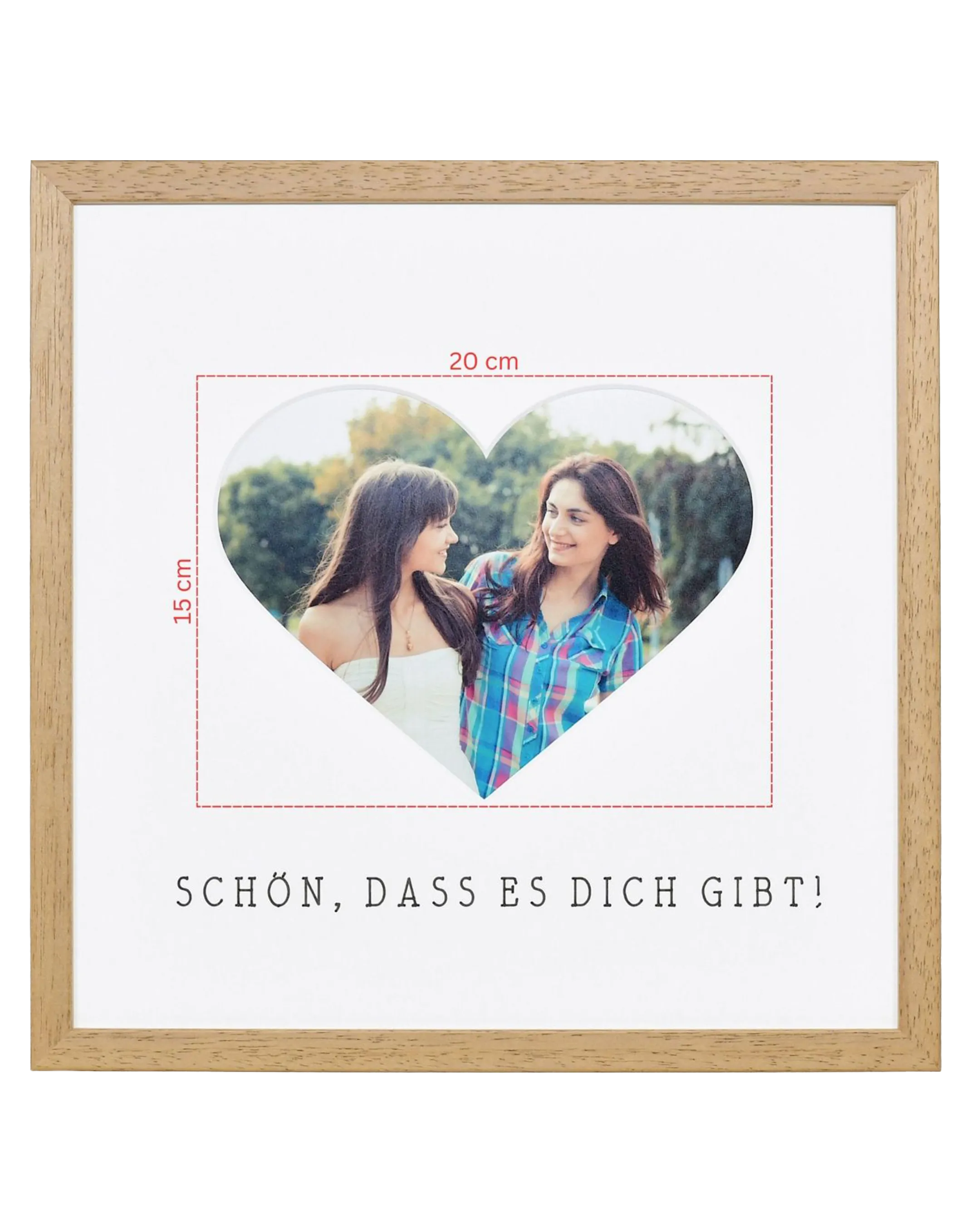 Bilderrahmen Herz "Schön, dass es dich gibt" 30x30cm