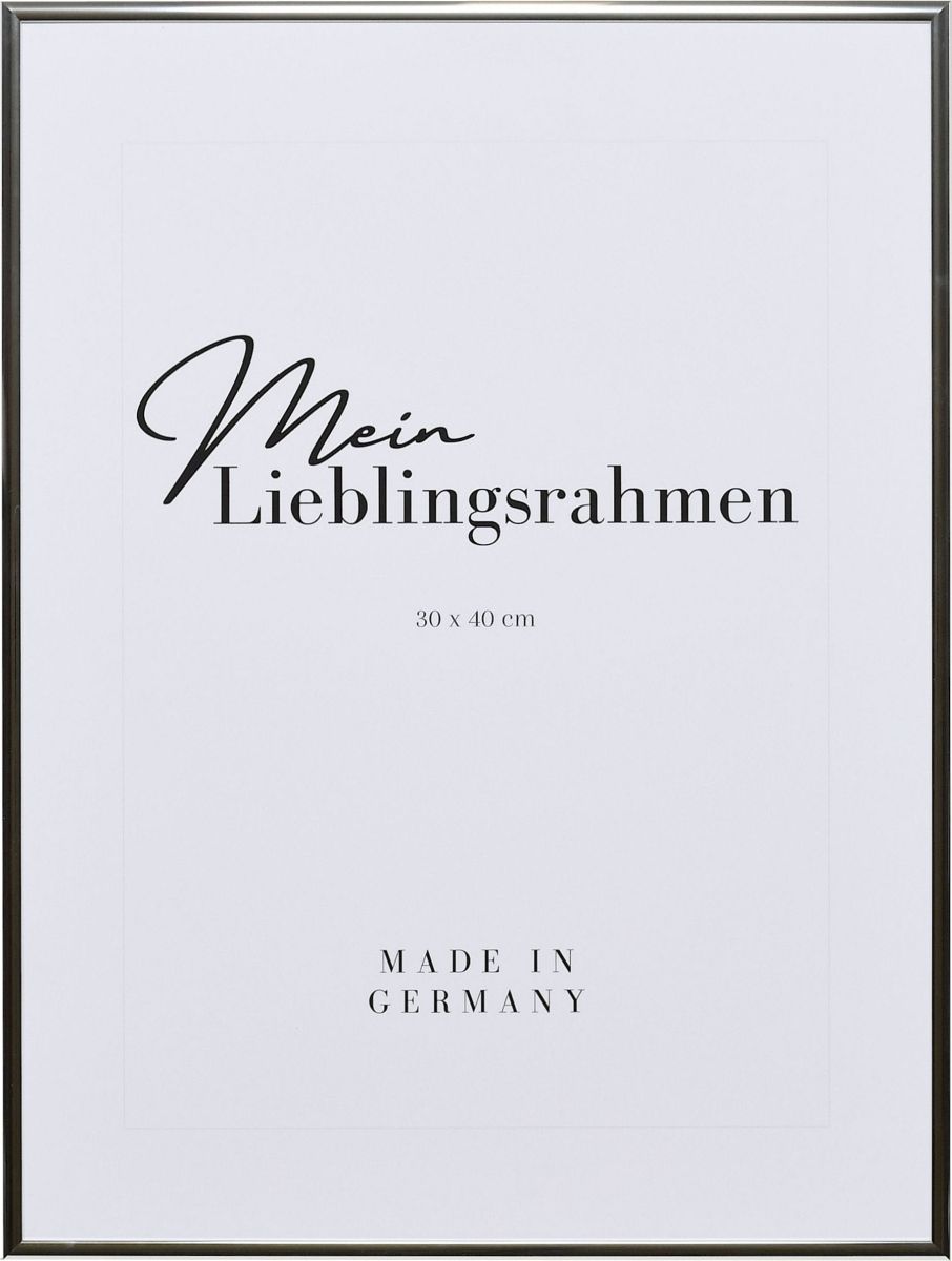 Aluminium-Profil Quadro, silber (hochglanz) - Frontansicht Frontansicht eines silbernen, extrem formstabilen Hochglanz-Aluminiumrahmens mit patentiertem Eckverbindersystem