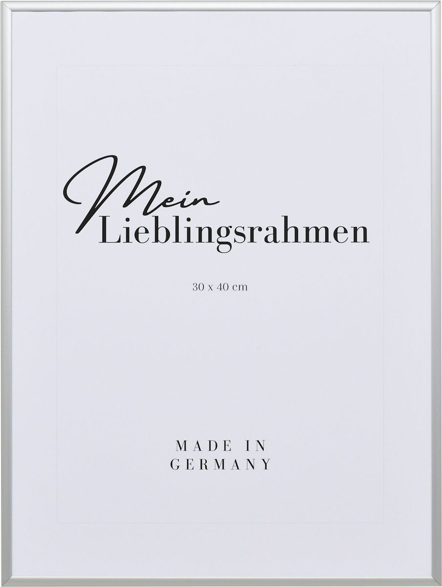 Aluminium-Profil Quadro, silber - Frontansicht Frontansicht eines silbernen, extrem formstabilen Aluminiumrahmens mit patentiertem Eckverbindersystem