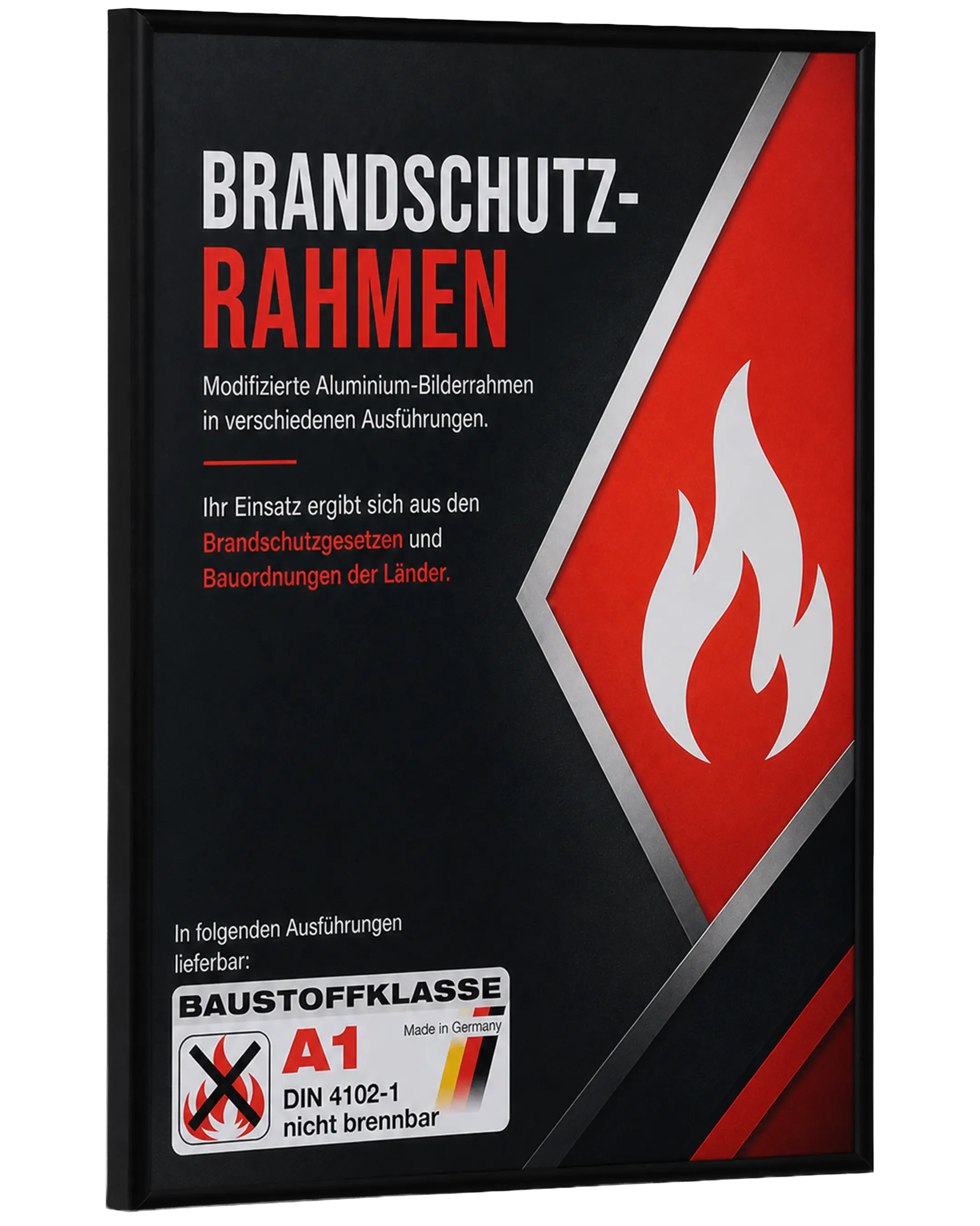 Bilderrahmen Aluminium Noah Brandschutz Zertifikat A1 Schwarz – Seitenansicht