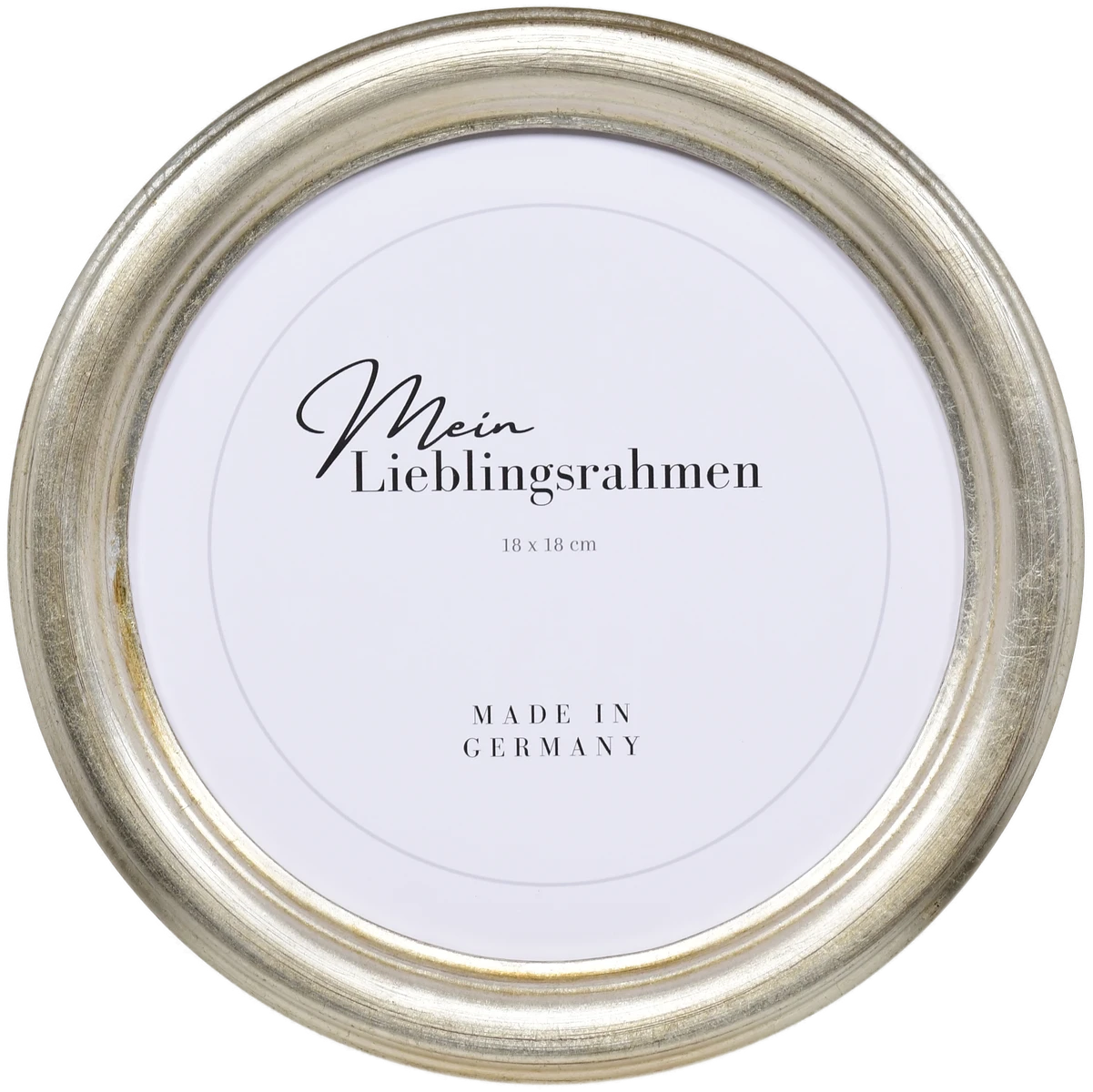 Frontansicht eines Rundrahmens in der Farbe Silber