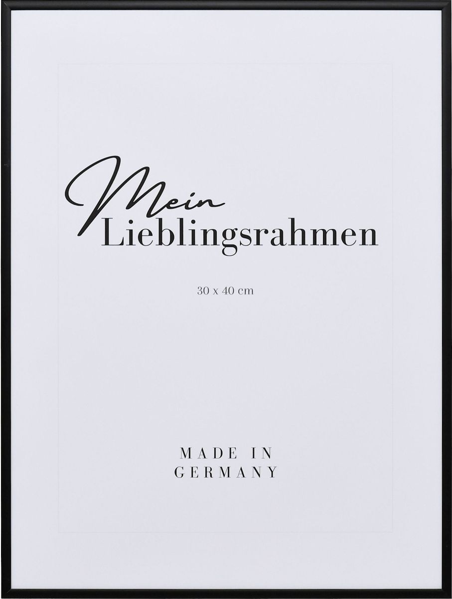 Aluminium-Profil Quadro, schwarz - Frontansicht Frontansicht eines schwarzen, extrem formstabilen Aluminiumrahmens mit patentiertem Eckverbindersystem