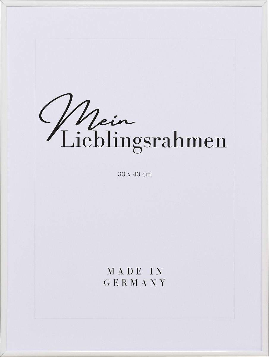 Kunststoff-Profil ART, weiss - Frontansicht Frontansicht eines weissen, schmalen Kunststoffrahmens mit Halbrundprofil