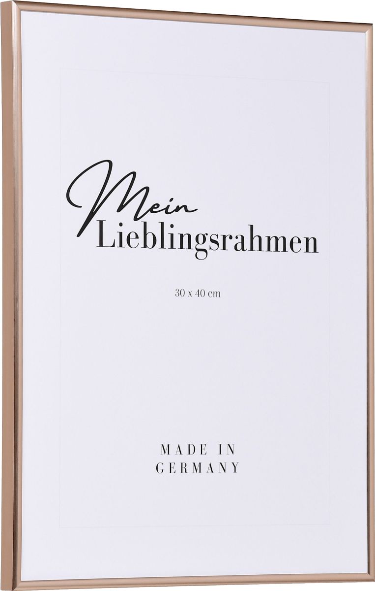 Kunststoffbilderrahmen Sara 30x40, rosé - Seitenansicht Seitenansicht eines roséfarbenen, schmalen Kunststoffrahmens, 30x40 cm, mit Halbrundprofil