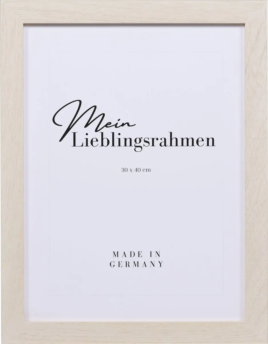 Holz-Profil 52, weiss - Frontansicht Frontansicht eines weissen Holzrahmens, 50x70 cm, offenporig lackiert mit sicht- und fühlbarer Holzstruktur