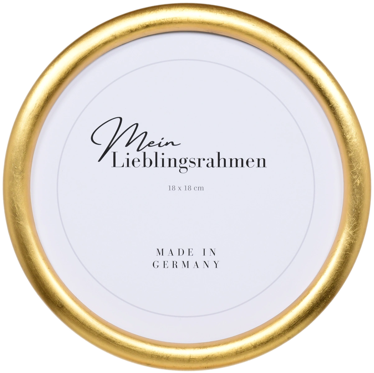 Frontansicht eines schlichten Rundrahmens in der Farbe Gold