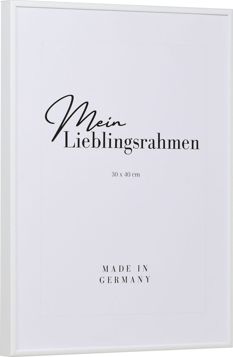 Aluminium-Profil Quadro, weiss - Seitenansicht Seitenansicht eines weissen, sehr formstabilen Aluminiumrahmens mit patentiertem Eckverbindersystem