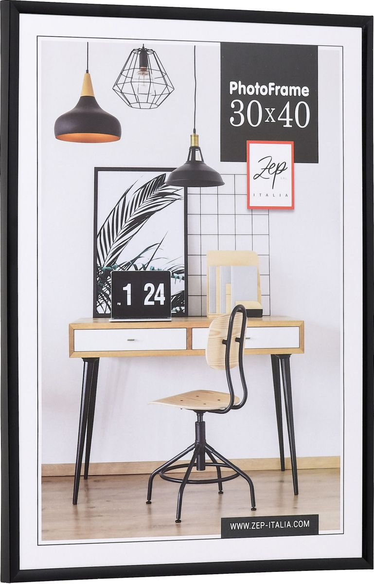 Kunststoff-Profil Basic, schwarz - Seitenansicht Seitenansicht eines schmalen Kunststoffrahmens in der Farbe Schwarz