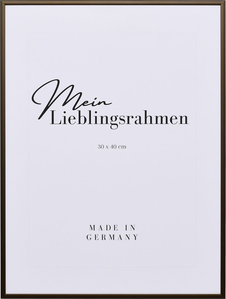 Aluminium-Profil Quadro, bronze - Frontansicht Frontansicht eines broncefarbenen, extrem formstabilen Aluminiumrahmens mit patentiertem Eckverbindersystem