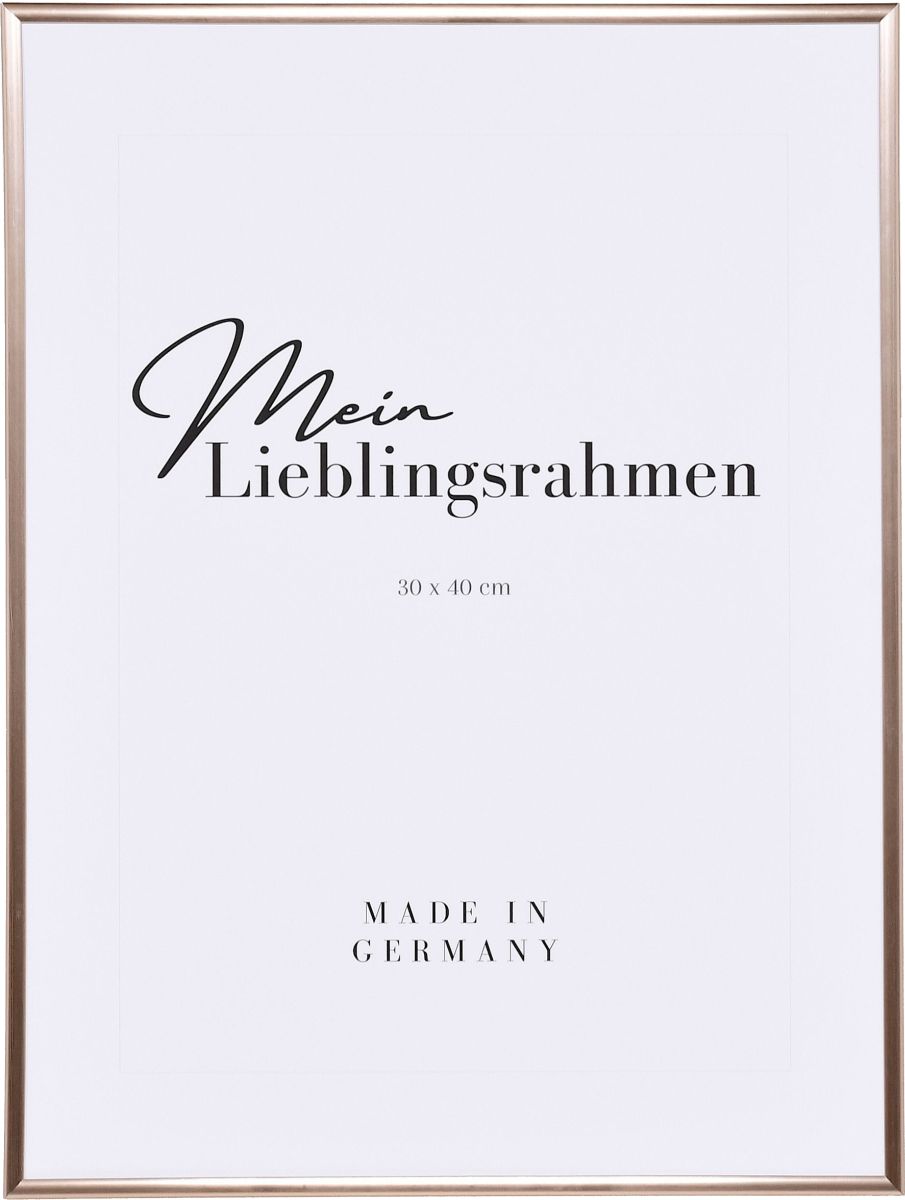Kunststoffbilderrahmen Sara 30x40, rosé - Frontansicht Frontansicht eines schmalen Kunststoffrahmens 30x40 in der Farbe Rosé mit Halbrundprofil