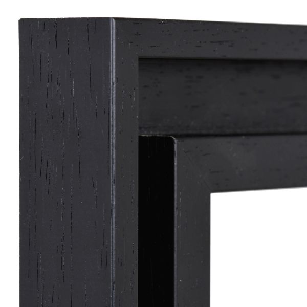 Holz-Profil 90A, schwarz - Ecke Ansicht der Ecke eines schlichten Holzrahmens in der Farbe Schwarz