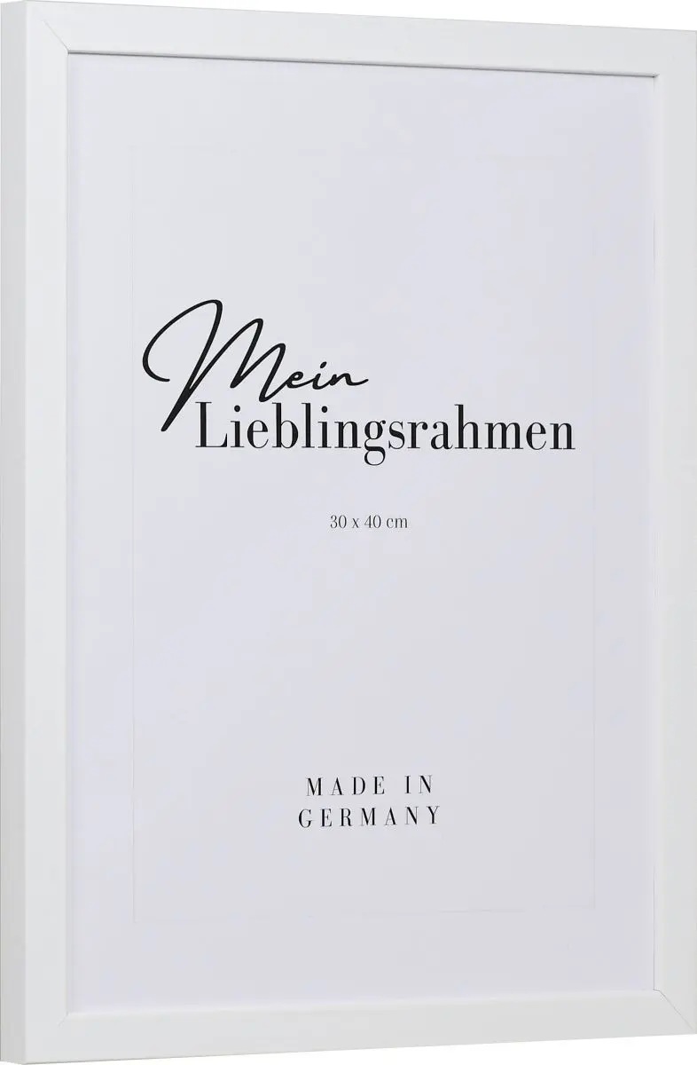 Seitenansicht eines weissen Bilderrahmens mit geschlossener, glatter Oberfläche und würfelförmigem Profil