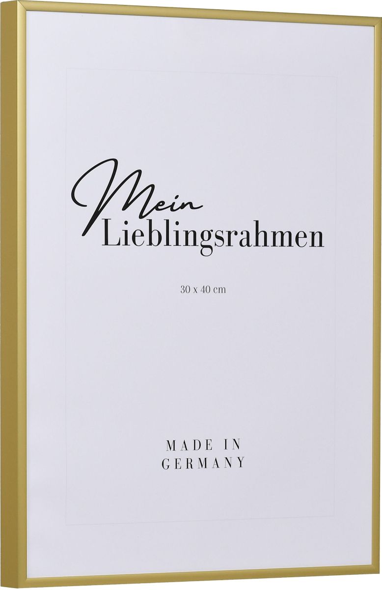 Aluminium-Profil Quadro, gold - Seitenansicht Seitenansicht eines goldenen, sehr formstabilen Aluminiumrahmens mit patentiertem Eckverbindersystem