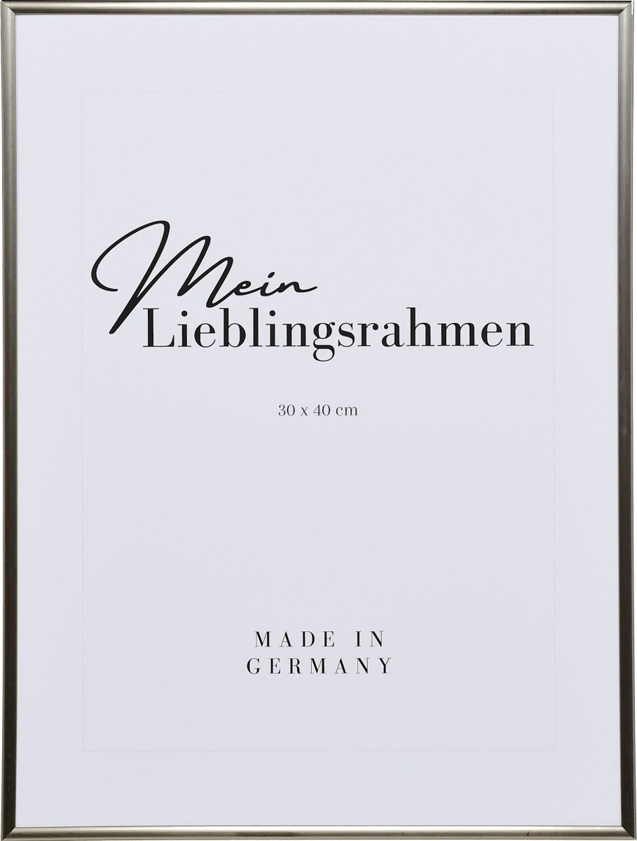 Kunststoff-Profil ART, platin - Frontansicht Frontansicht eines platinfarbenen, schmalen Kunststoffrahmens mit Halbrundprofil