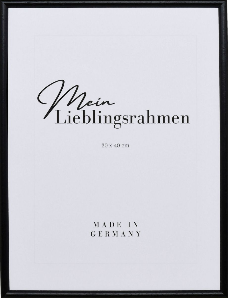 Holz-Profil 20, schwarz - Frontansicht Frontansicht eines schwarzen, klassischen Holzrahmens mit schmalem Halbrundprofil