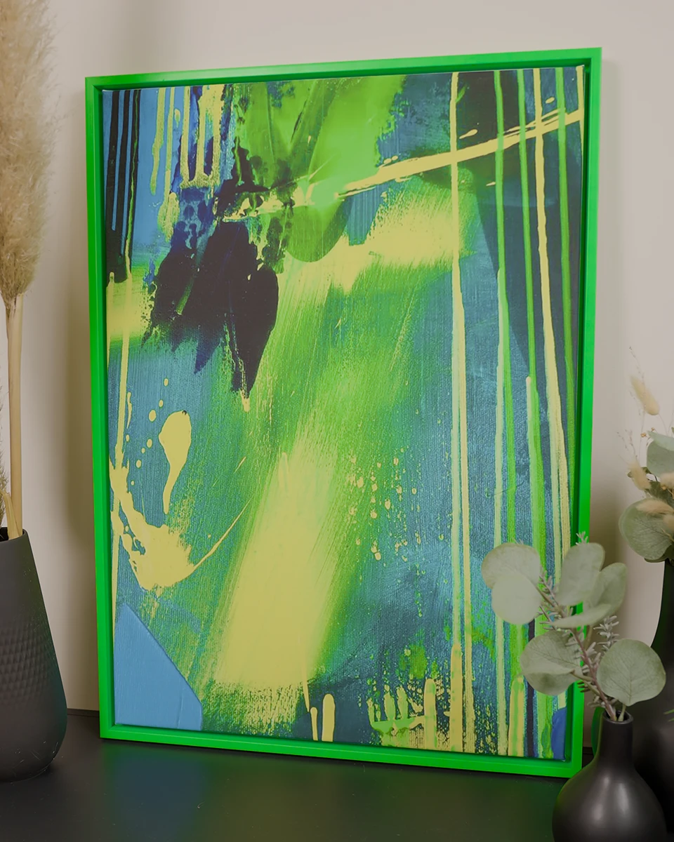 Schattenfugenrahmen Jill in Neongrün in Wohnambiente