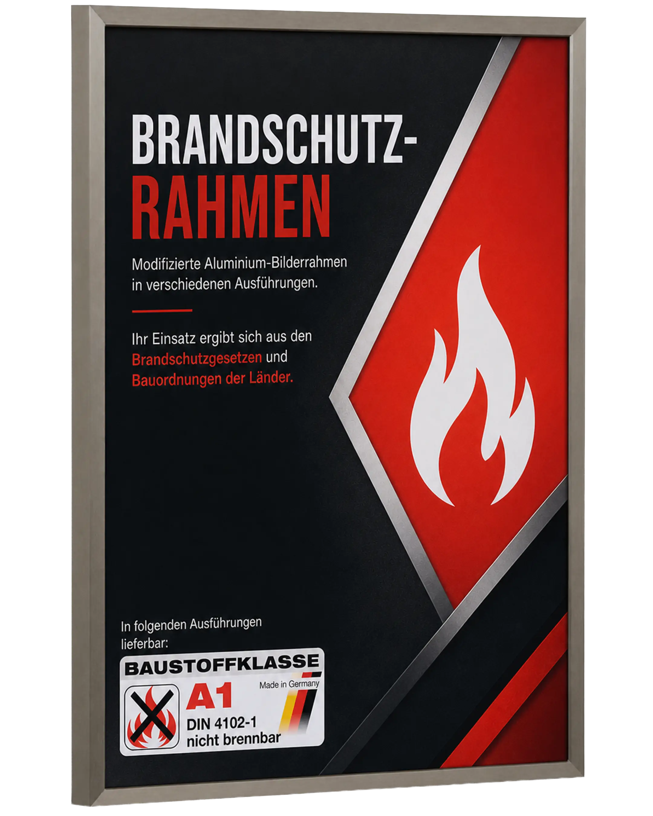 Bilderrahmen Aluminium Mika Brandschutz Zertifikat A1 Anthrazit – Seitenansicht