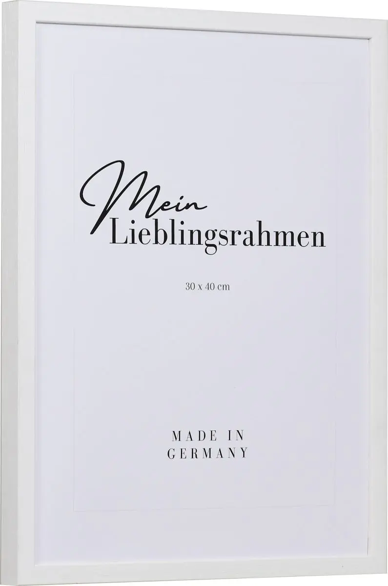 Seitenansicht eines weissen, schmalen Bilderrahmens