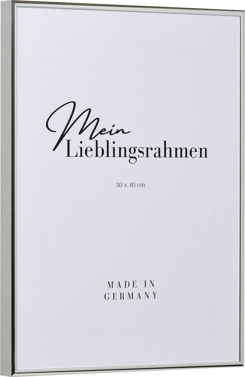 Aluminium-Profil Quadro, silber (hochglanz) - Seitenansicht Seitenansicht eines silbernen, sehr formstabilen Hochglanz-Aluminiumrahmens mit patentiertem Eckverbindersystem