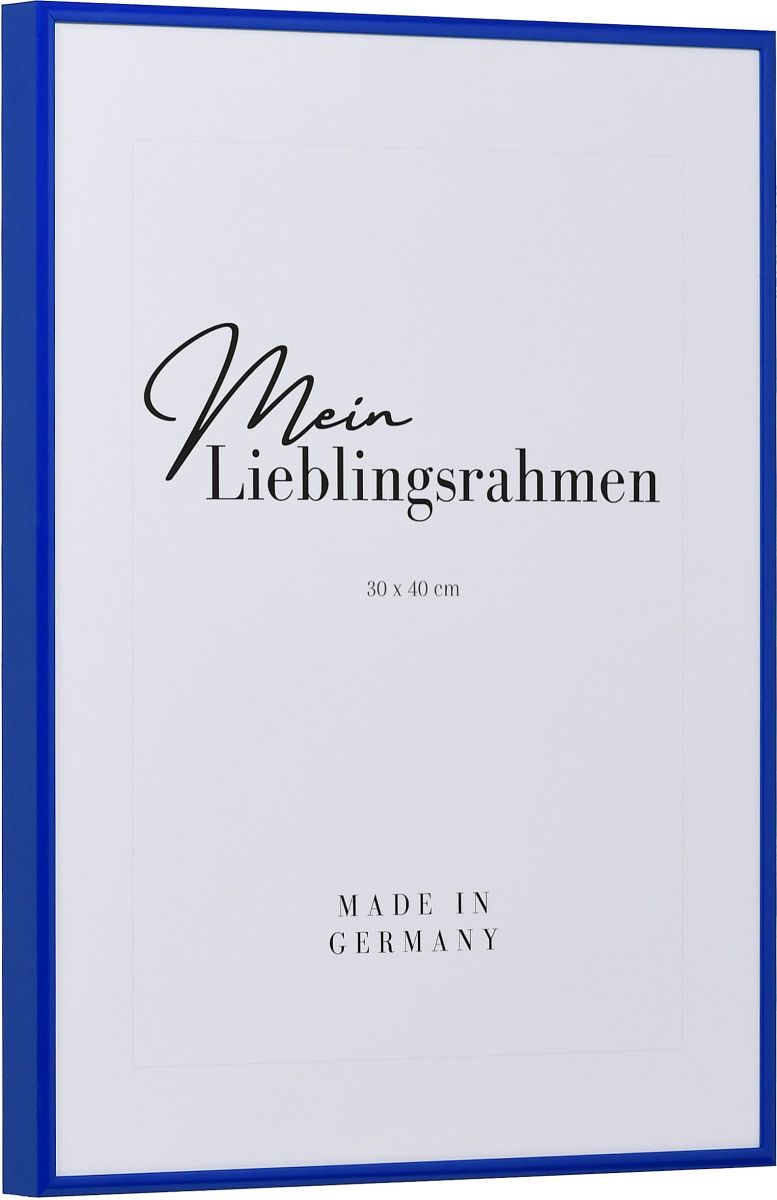 Aluminium-Profil Quadro, blau - Seitenansicht Seitenansicht eines blauen, sehr formstabilen Aluminiumrahmens mit patentiertem Eckverbindersystem
