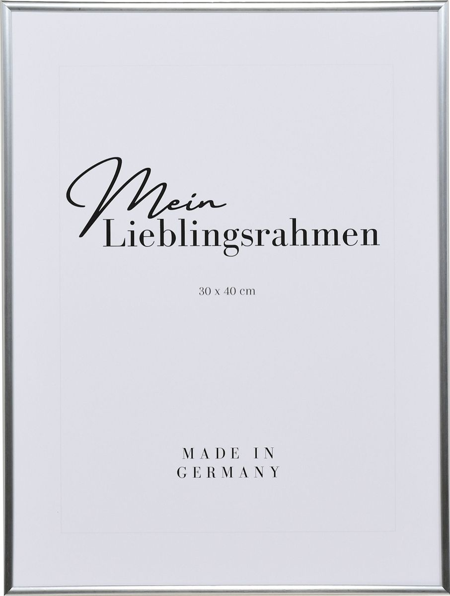 Kunststoff-Profil ART, silber - Frontansicht Frontansicht eines silbernen, schmalen Kunststoffrahmens mit Halbrundprofil