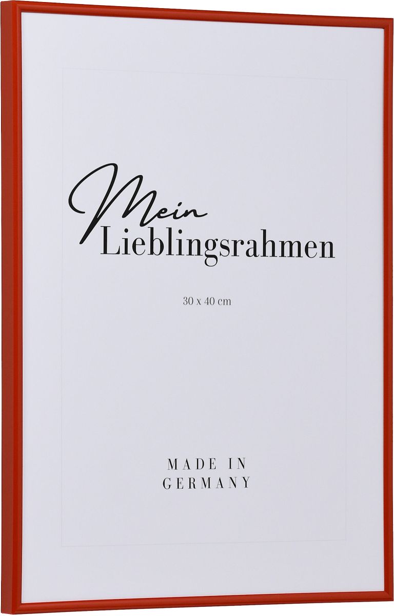Kunststoff-Profil ART, rot - Seitenansicht Seitenansicht eines roten, schmalen Kunststoffrahmens mit Halbrundprofil