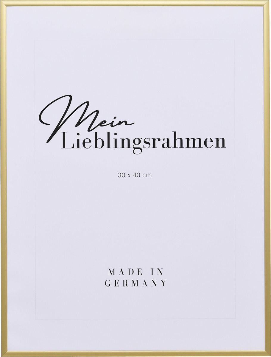 Aluminium-Profil Quadro, gold - Frontansicht Frontansicht eines goldenen, extrem formstabilen Aluminiumrahmens mit patentiertem Eckverbindersystem