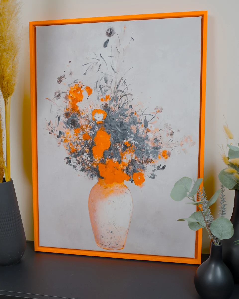 Schattenfugenrahmen Jill in Neonorange in Wohnambiente